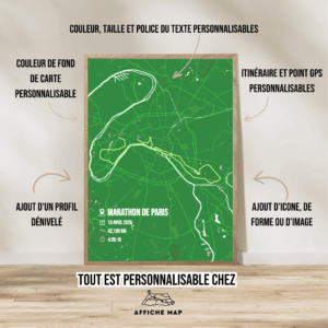 Affiche carte marathon Paris 2025