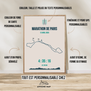 Affiche carte minimaliste marathon Paris Schneider 2025