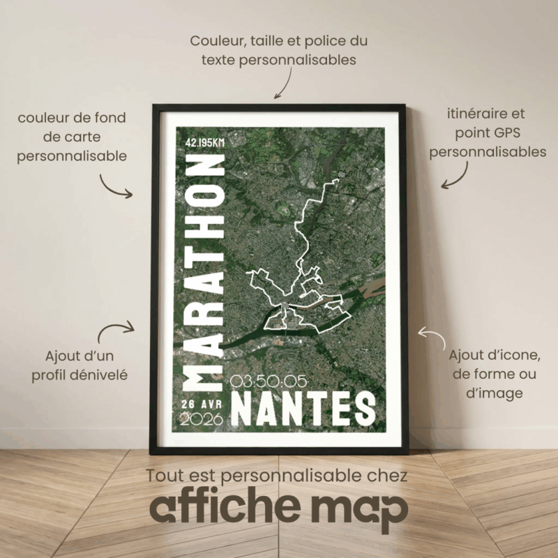 Affiche carte Marathon Nantes