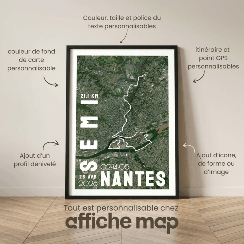 Affiche carte semi de Nantes
