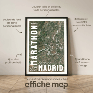 Affiche carte marathon Madrid