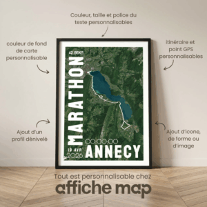Affiche carte marathon Annecy