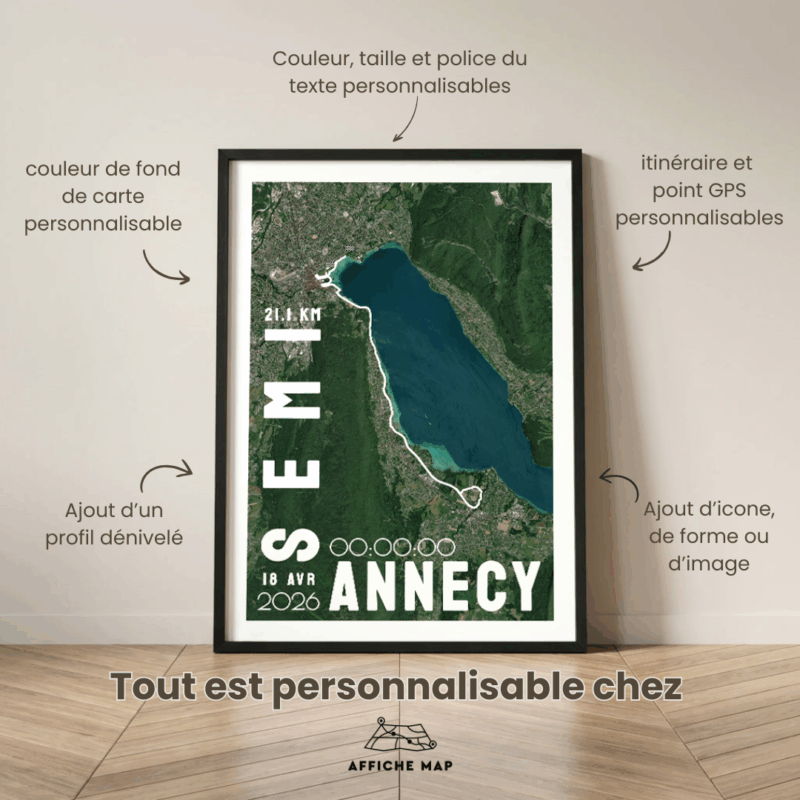 Affiche carte Semi-marathon Annecy
