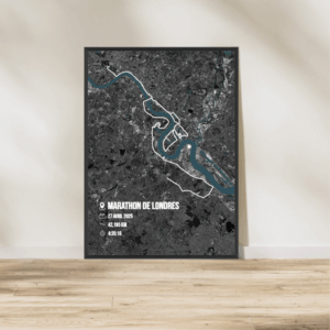 AFSRU0056a_Cadre Noir_42.195km_Affiche Marathon de Londres Affiche carte marathon Londres