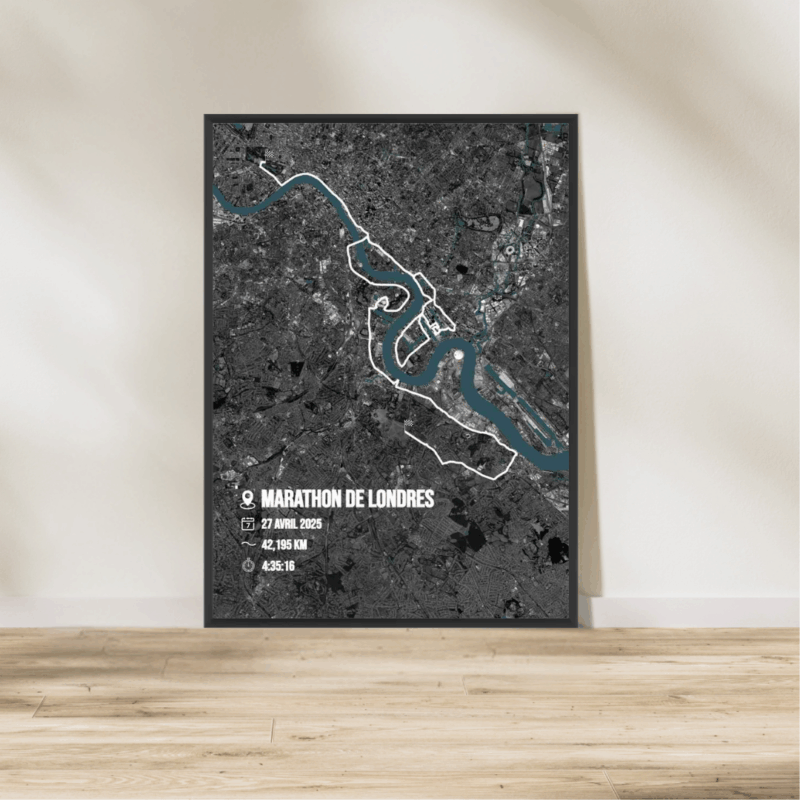 AFSRU0056a_Cadre Noir_42.195km_Affiche Marathon de Londres Affiche carte marathon Londres