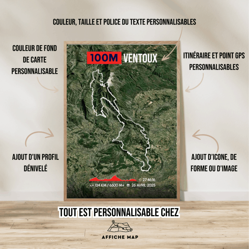 Affiche carte 100M Ventoux