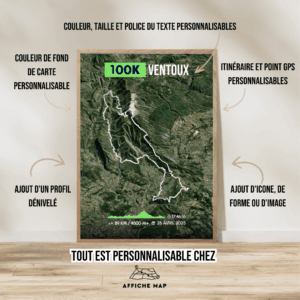 Affiche carte 100K Ventoux