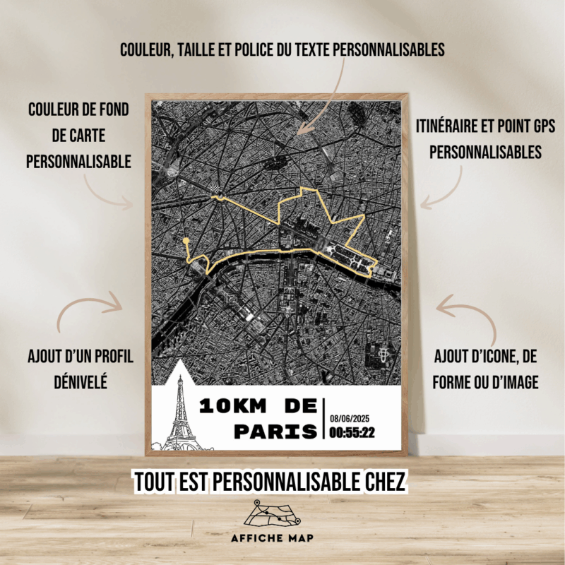 Affiche carte Paris 10K