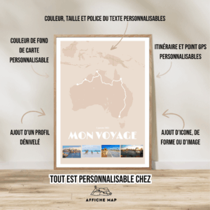 Affiche Carte Mon Voyage En Australie