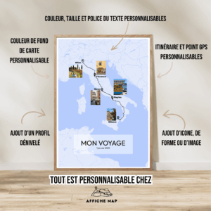 Affiche Carte Mon Voyage En Italie