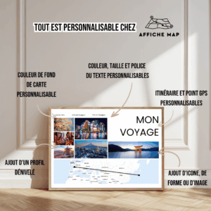 Affiche Carte Mon Voyage Au Bout Du Monde