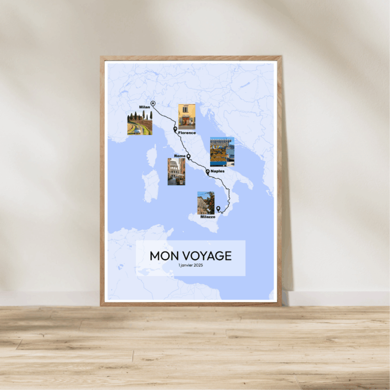 Affiche Carte Mon Voyage En Italie