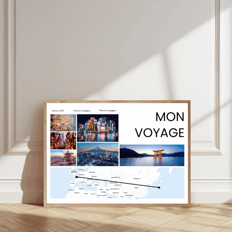 Affiche Carte Mon Voyage Au Bout Du Monde