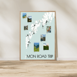 Affiche Carte Mon Road Trip En Norvège