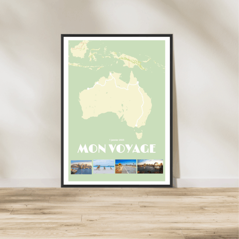 Affiche Carte Mon Voyage En Australie
