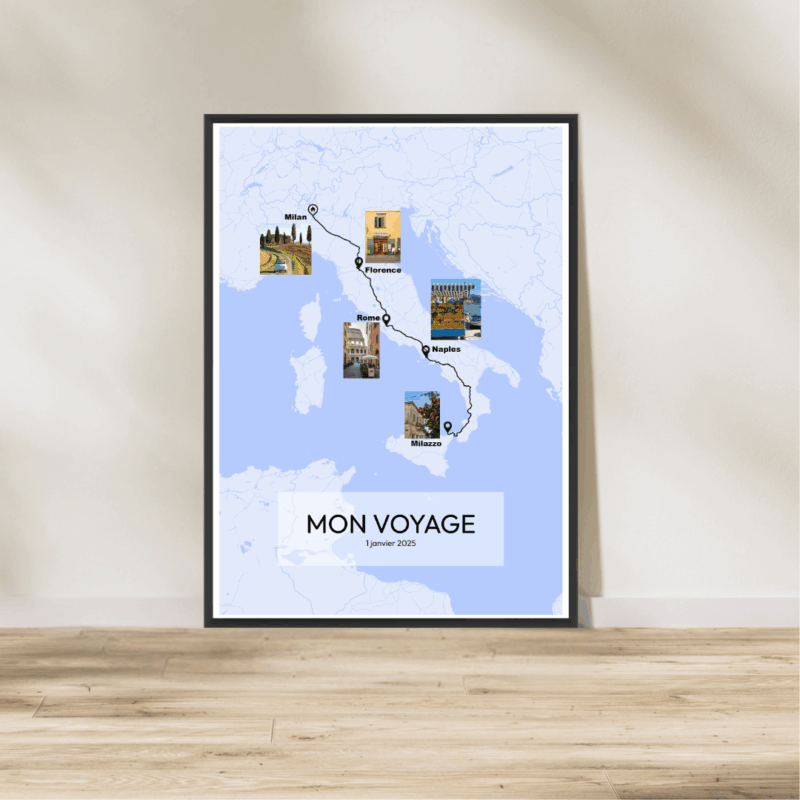 Affiche Carte Mon Voyage En Italie
