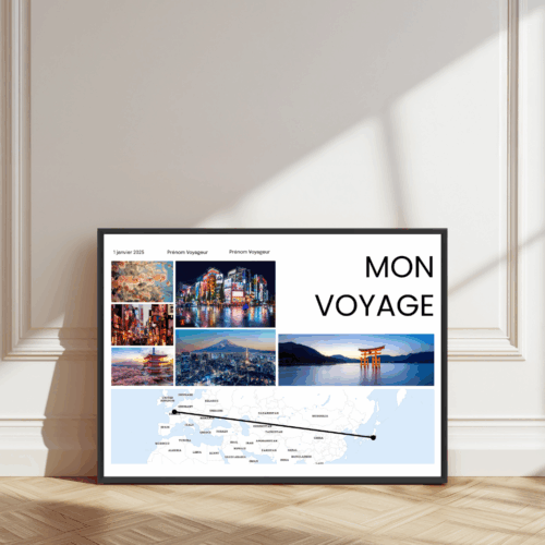 Affiche Carte Mon Voyage Au Bout Du Monde