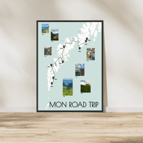 Affiche Carte Mon Road Trip En Norvège