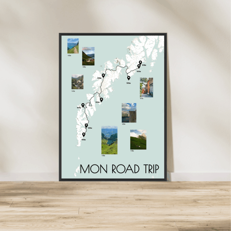 Affiche Carte Mon Road Trip En Norvège