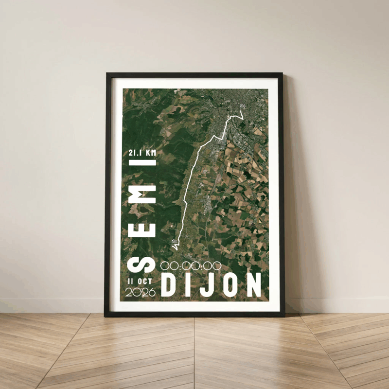 Affiche carte semi-marathon Dijon