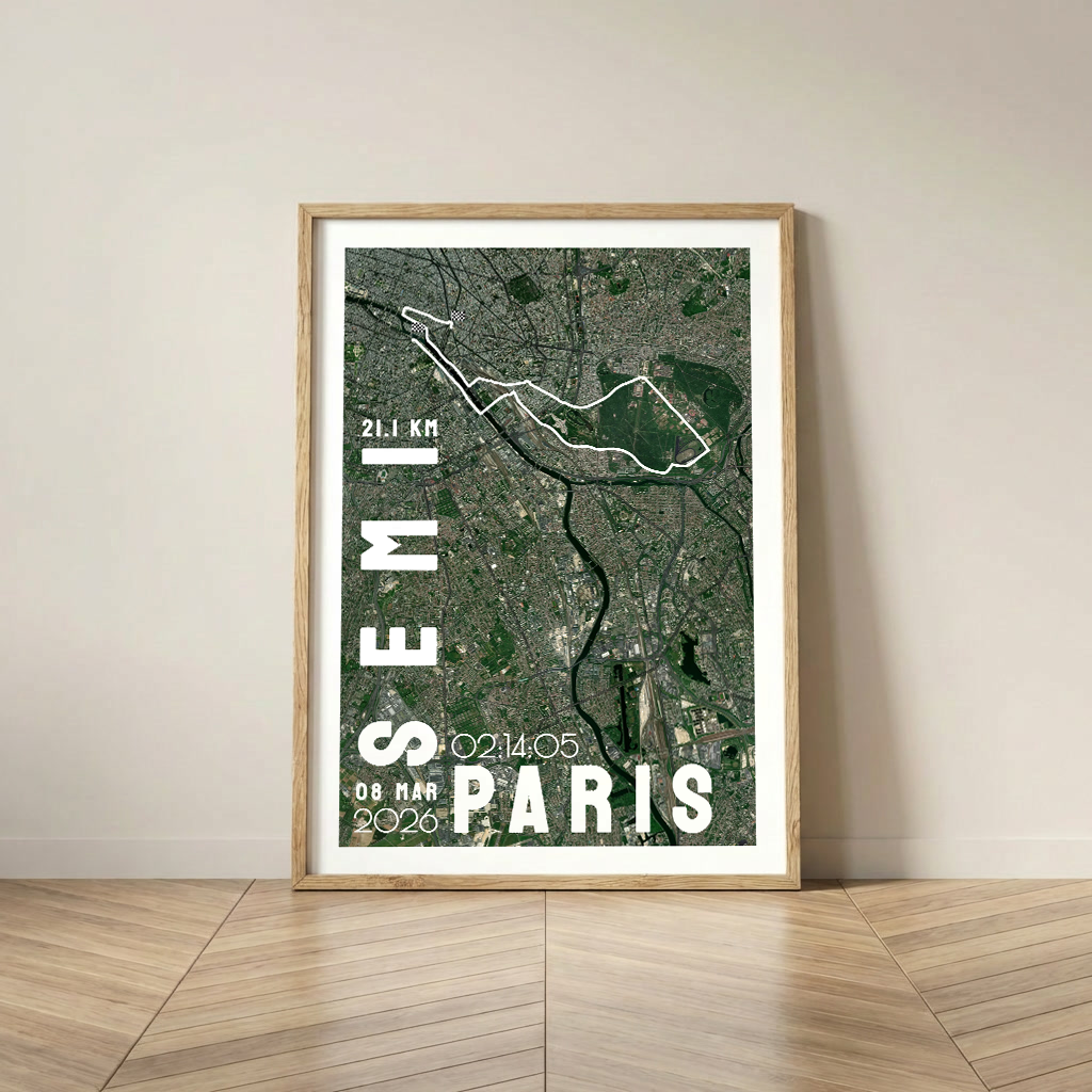 Affiche carte Semi marathon Paris