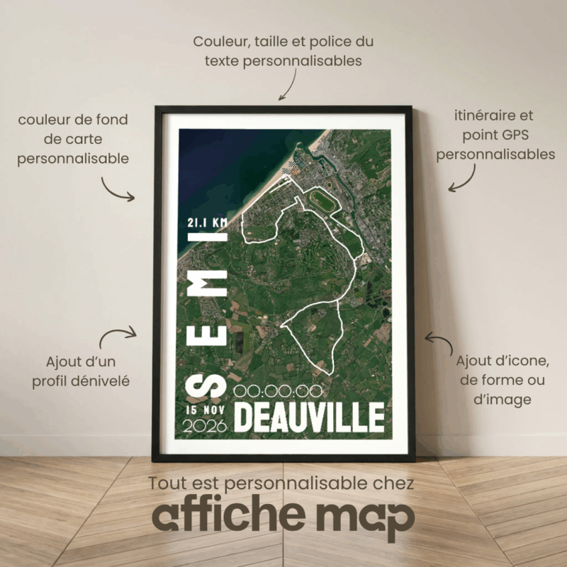 Affiche carte Semi-marathon de Deauville