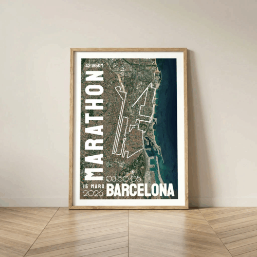Affiche carte marathon Barcelone