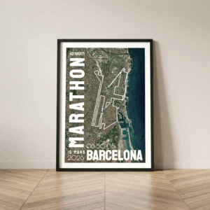 AFSRU00066_Cadre Noir_42.195km_Mockup_Affiche Marathon Barcelone FR Affiche carte marathon Barcelone