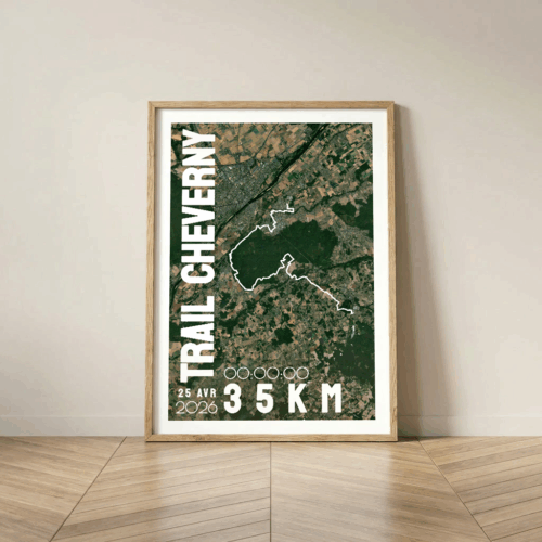 Affiche carte satellite Trail Cheverny 35km