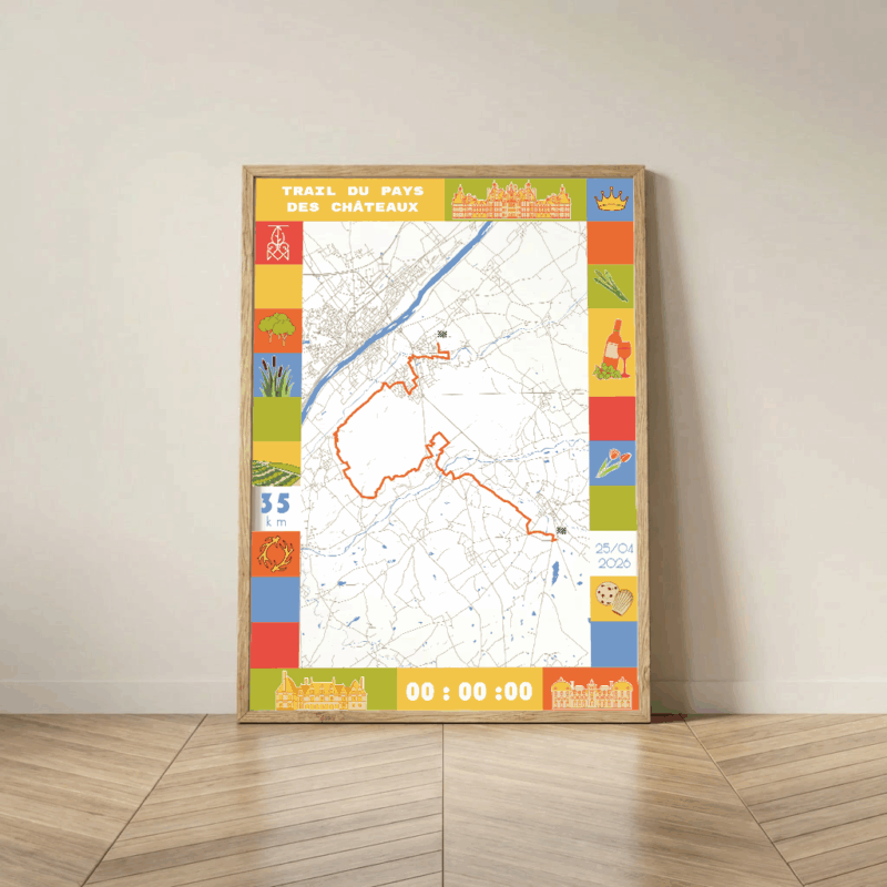 Affiche carte Trail 35km Cheverny