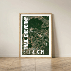 Affiche carte satellite Trail Cheverny 14km