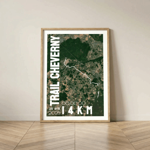 Affiche carte satellite Trail Cheverny 14km
