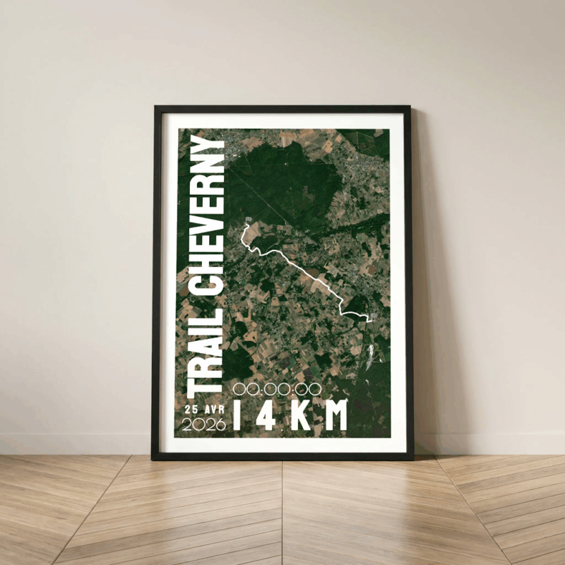 Affiche carte satellite Trail Cheverny 14km